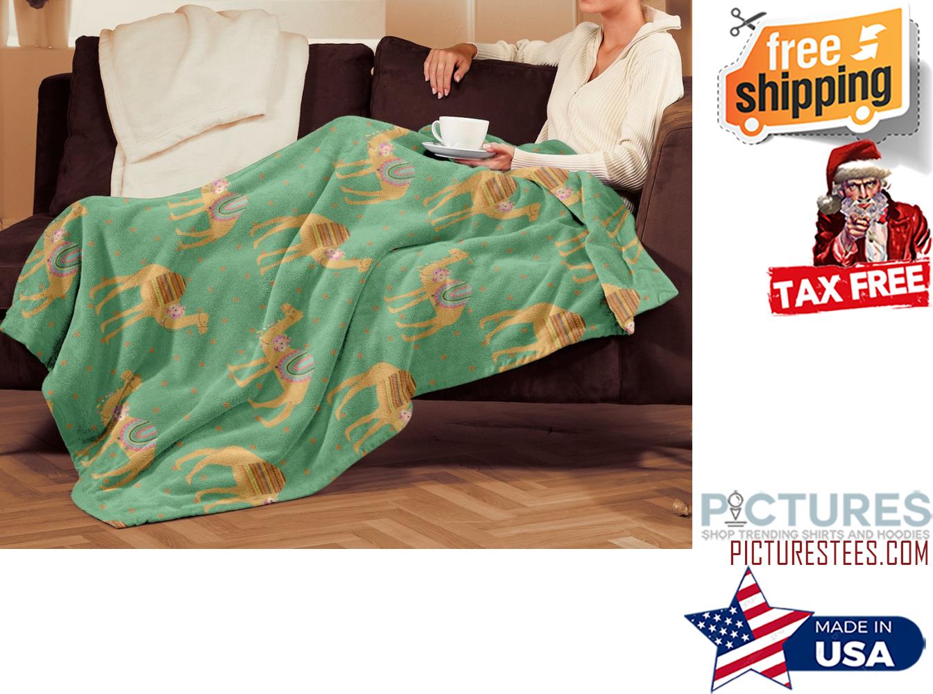 Soft Arabian Camel Print Throw Blanket