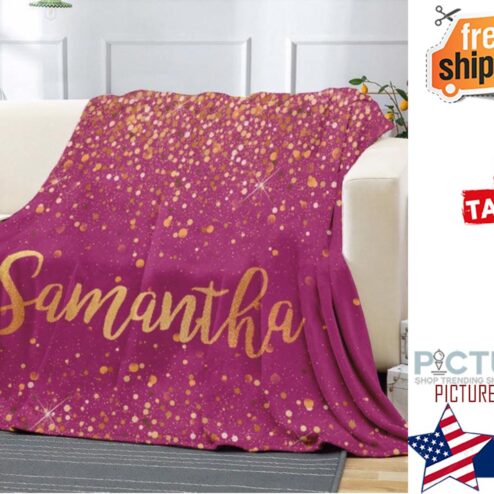 Sparkling Name Personalized Plush Minky Blanket