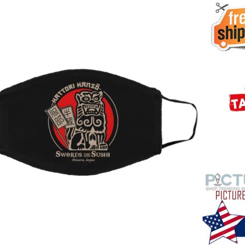Sunset Hattori Hanzo swords and sushi okinawa Japan face mask