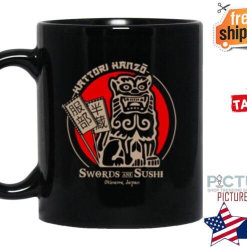 Sunset Hattori Hanzo swords and sushi okinawa Japan mug