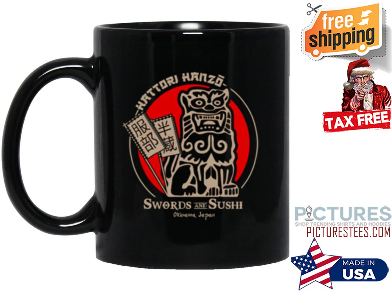 Sunset Hattori Hanzo swords and sushi okinawa Japan mug