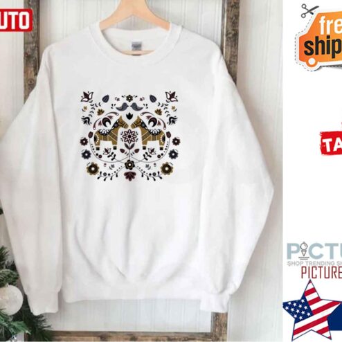 Swedish Dala Horse Scandinavian Folk Art Christmas Holiday Gift Shirt