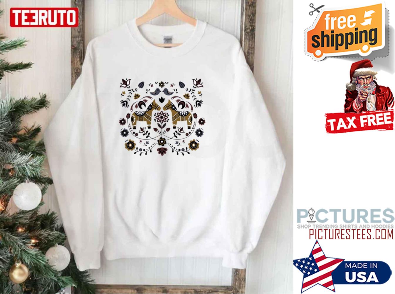 Swedish Dala Horse Scandinavian Folk Art Christmas Holiday Gift Sweatshirt