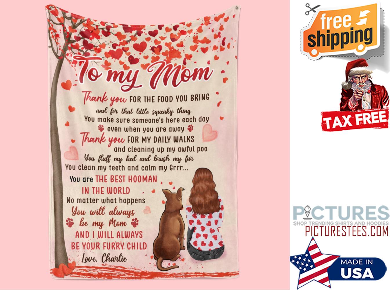 THANK YOU DOG MOM PERSONALIZED CUSTOM FLEECE BLANKET