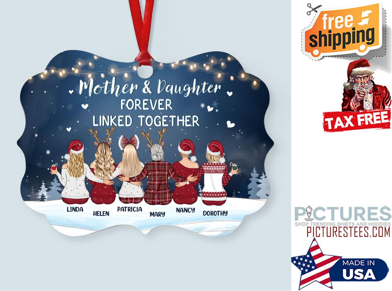 The Love Between A Mother And Daughter Is Forever Personalized Aluminum Ornament