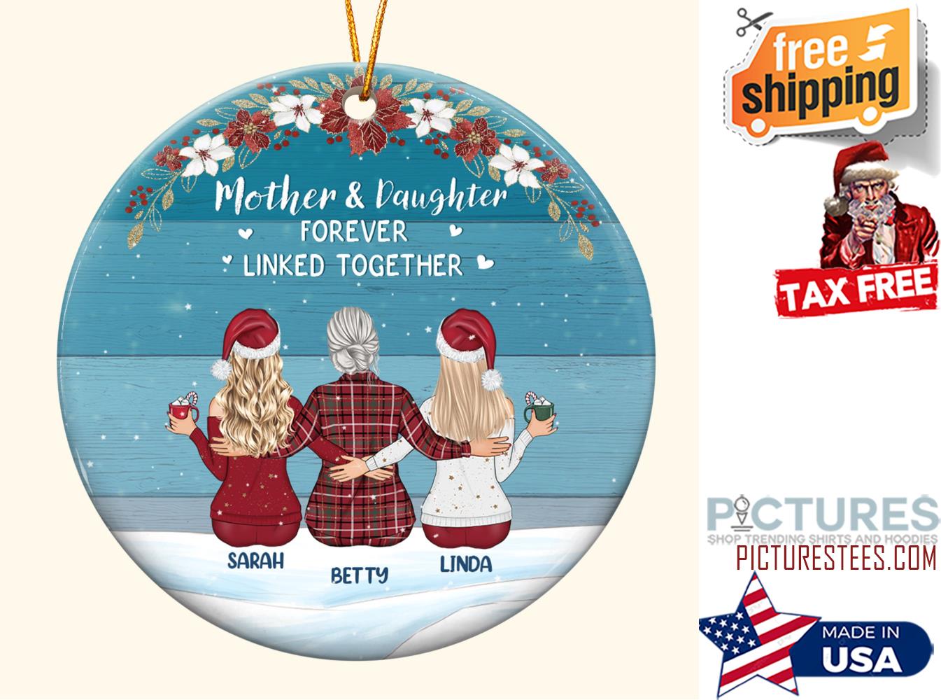 The Love Between a Mother and Daughter is Forever Personalized Ceramic Ornament