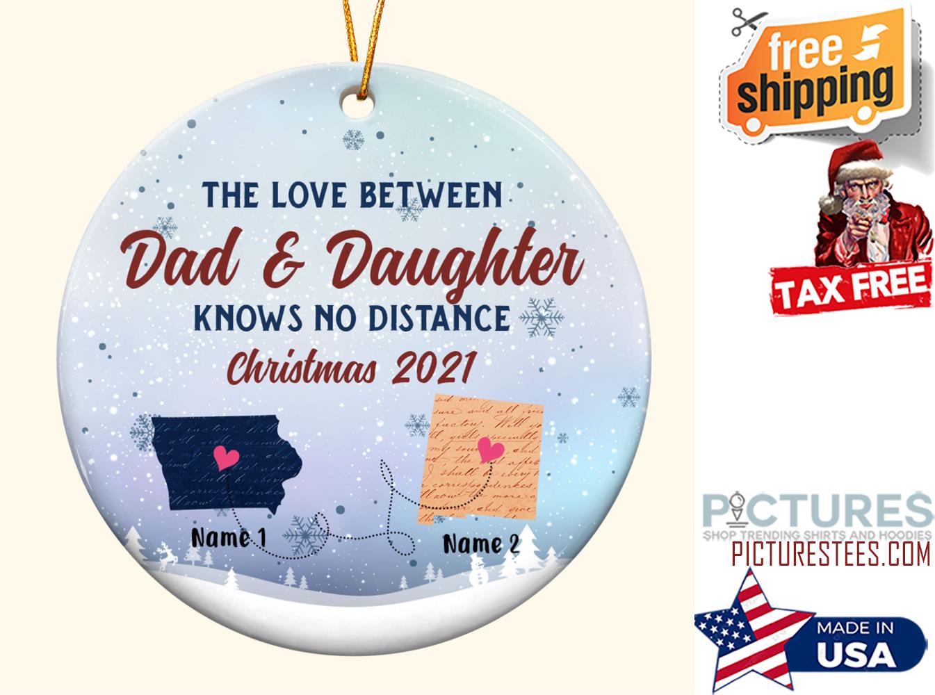 The Love Between Family Knows no Distance Personalized Ceramic Ornament ...