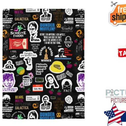 The Office Blanket, The Office TV Show Gift, The Office Throw Blanket Christmas Gift, Michael Scott Dwight Schrute Farms Gift Blanket