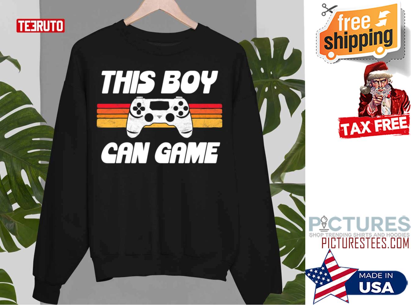 This Boy Can Game Funny 80s Retro Video Gaming Controller Sweatshirt
