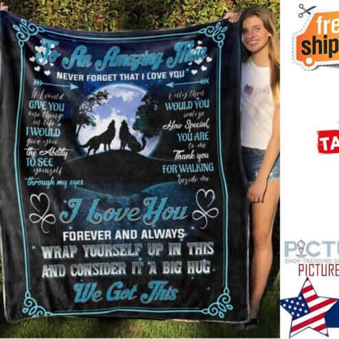 To An Amazing Man Blanket, Night Wolves Blanket