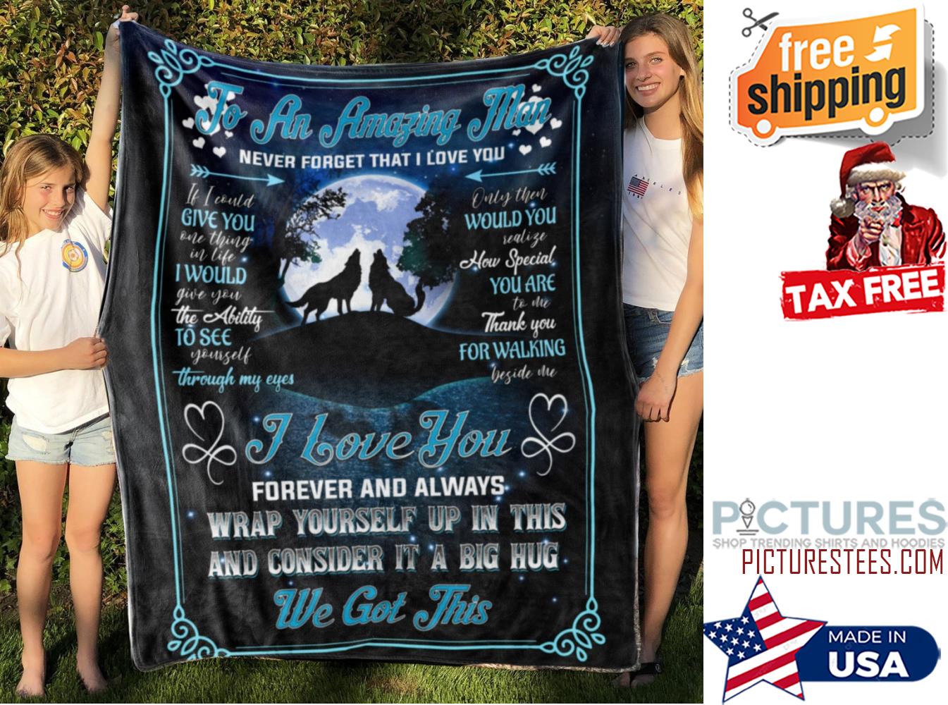 To An Amazing Man Blanket, Night Wolves Blanket
