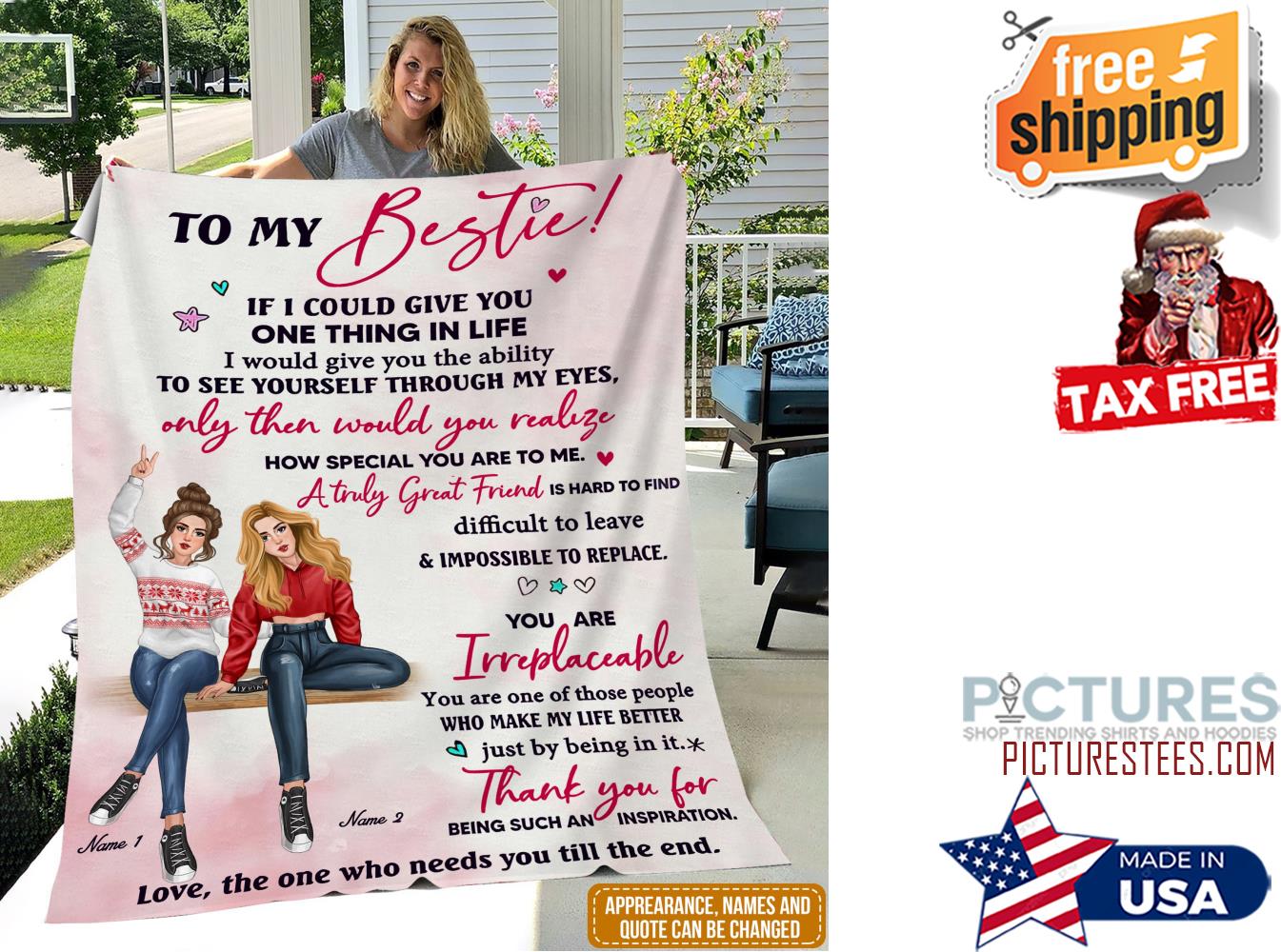 To My Bestie Personalized Fleece Blanket