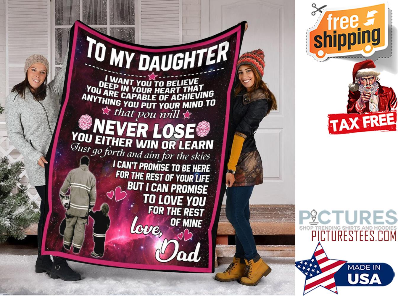 To My Daughter From Fireman Dad Blanket