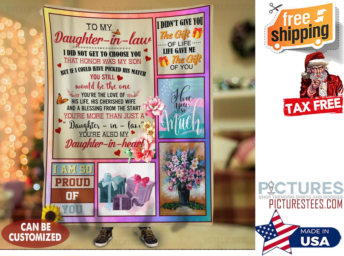 To My Daughter In Law Blanket, Personalized Name Blanket