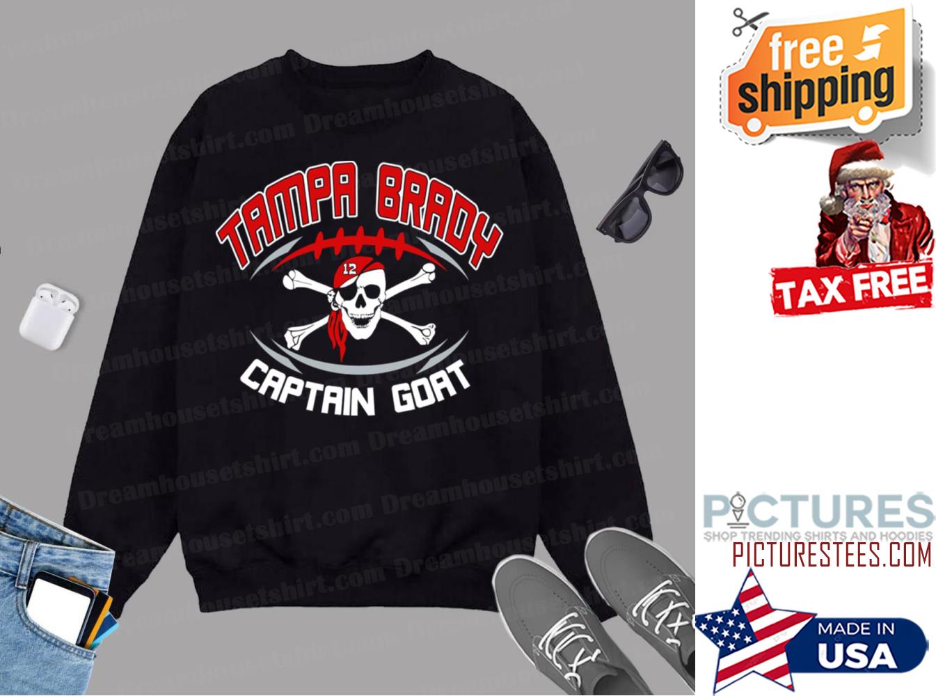 Tompa Brady Funny Tampa Bay Football Captain GOAT 12 Sweatshirt