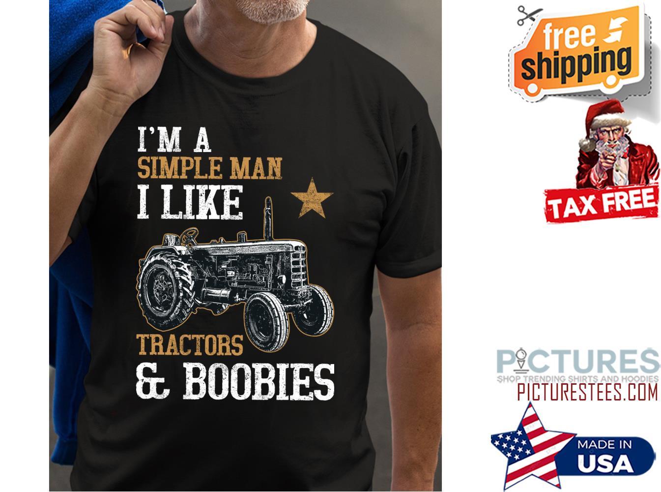 Top i'm a simple man I like tractors and boobies shirt