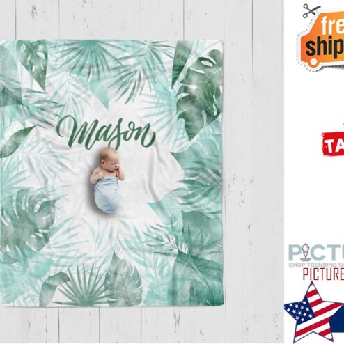 Tropical Palms Baby Monthly Milestone Blanket Blanket Boy Blanket
