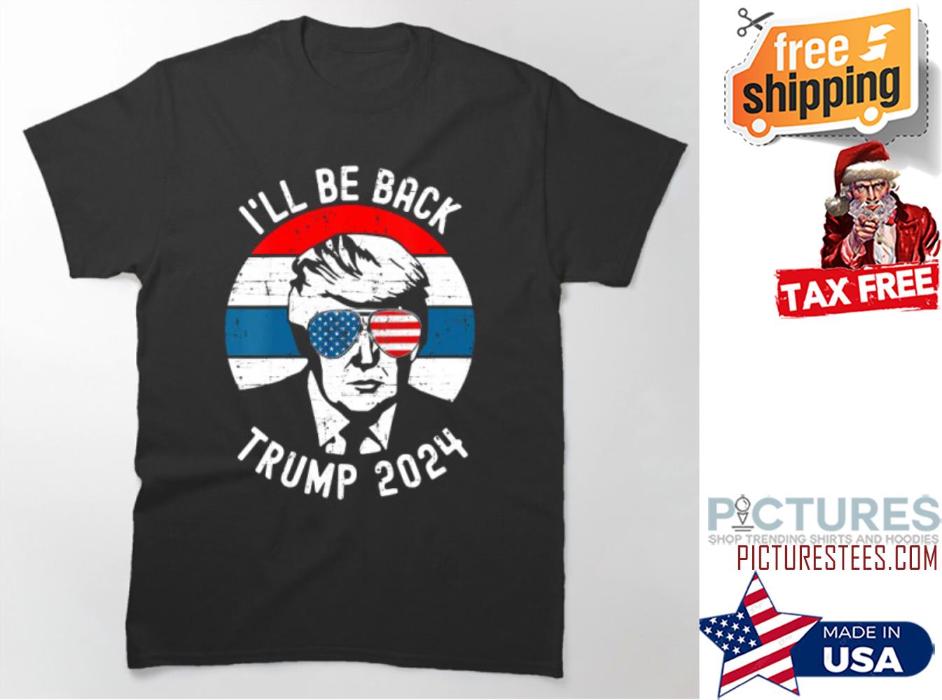 Trump 2024 Ill Be Back Pro Donald American flag Vintage shirt