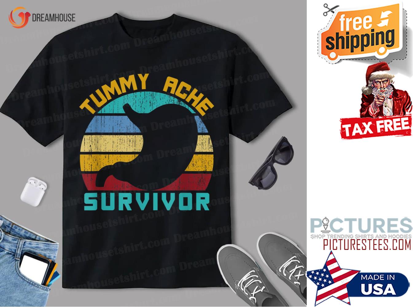 Tummy Ache Survivor Retro Distressed Shirt