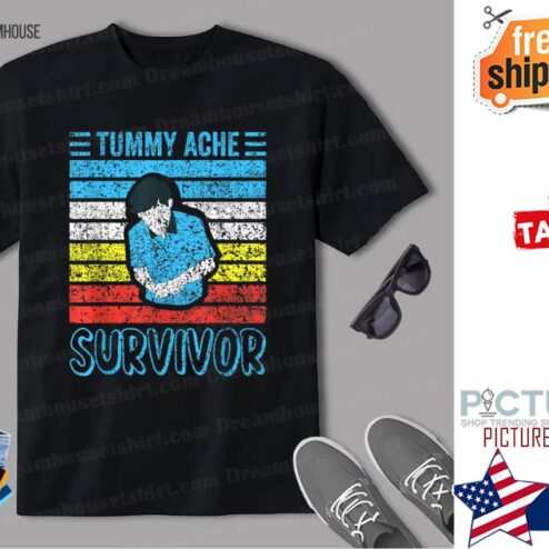 Tummy Ache Survivor Stomachache Illness Funny Retro Vintage Shirt
