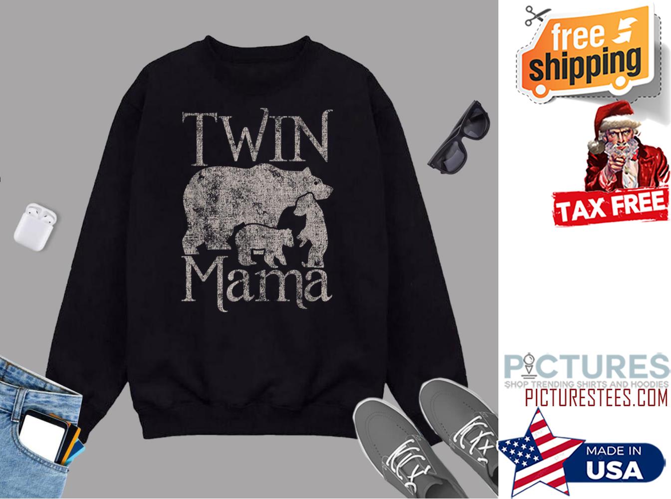 Twin Mama Mom Distressed Mothers Day Sweatshirt