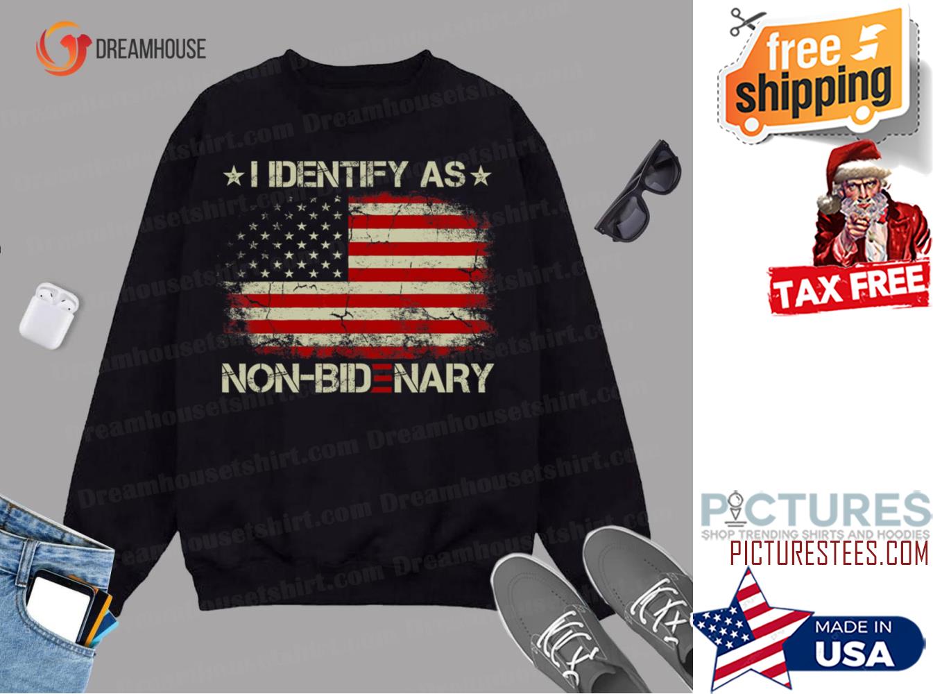 Vintage American Flag Patriots I Identify As Non Bidenary Sweatshirt