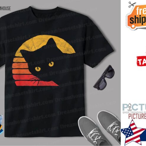 Vintage Eighties Style Cat Retro Distressed Design Shirt