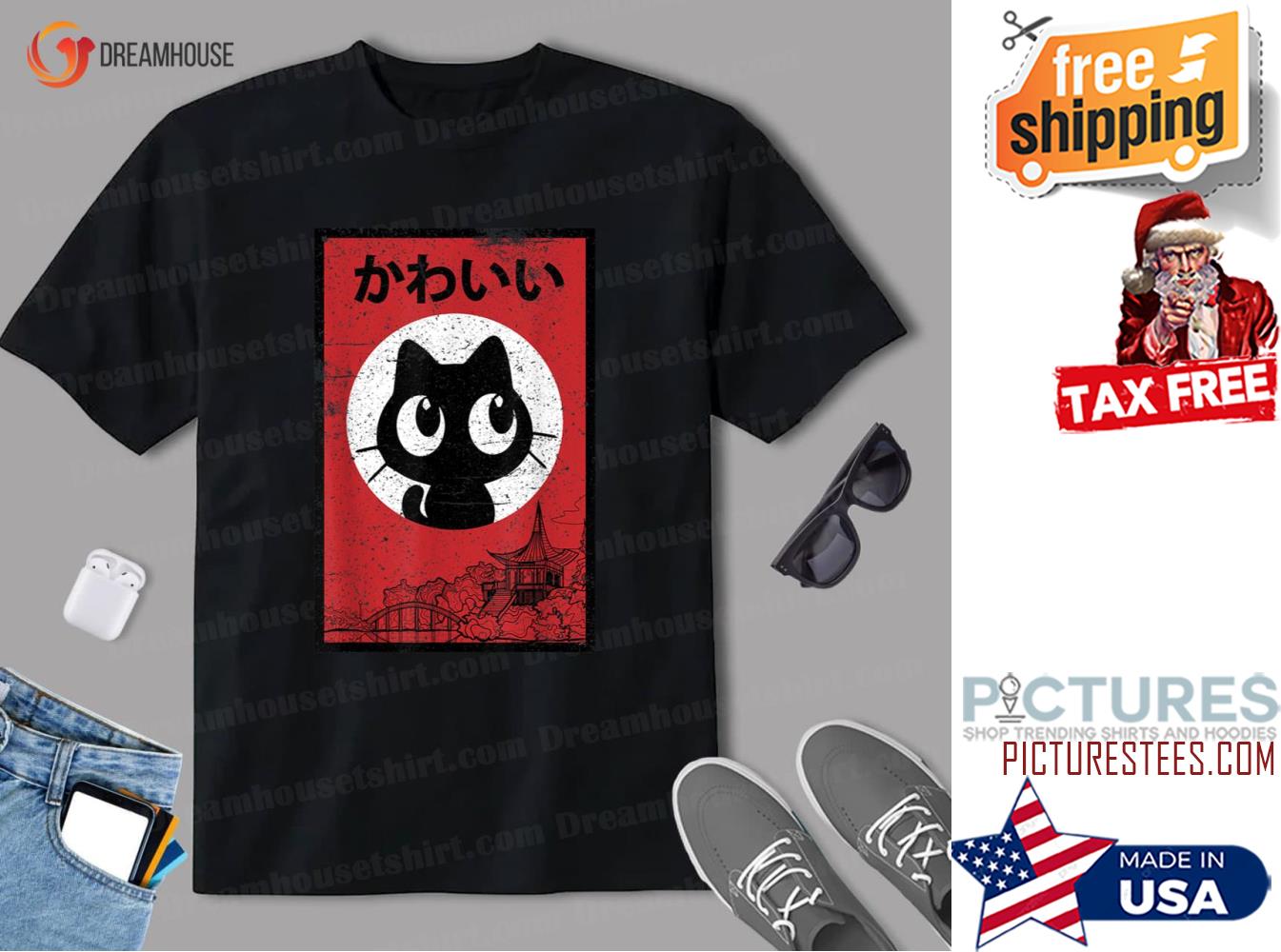 Vintage Kawaii Black Cat Ramen Lover Retro Japanese Food Shirt