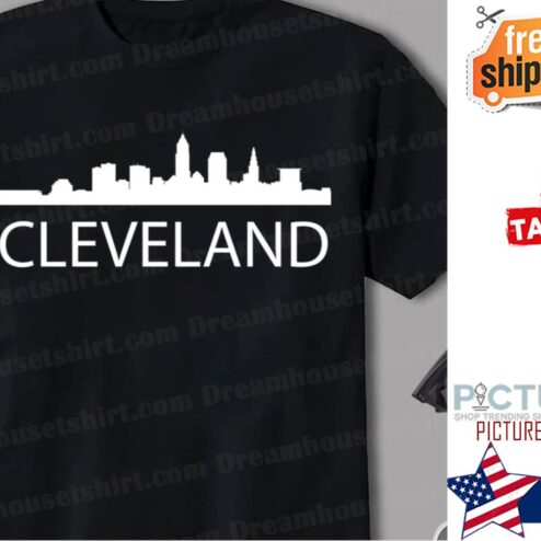 White Silhouette Clevelands With Word Cleveland Shirt