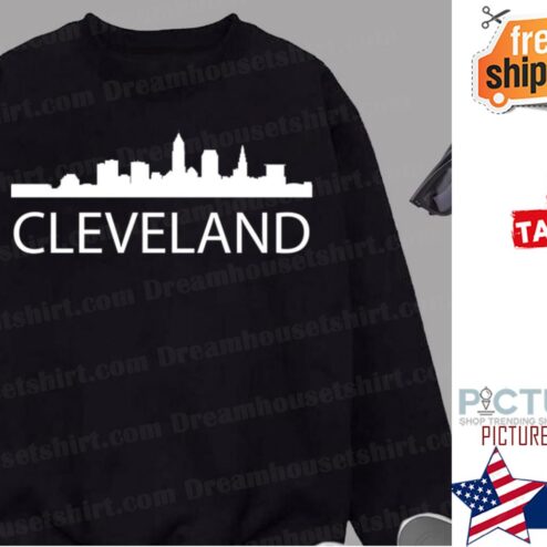 White Silhouette Clevelands With Word Cleveland Shirt