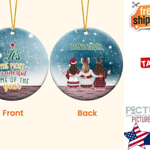 Wonderful Time Of The Year Personalized Two Sided Ceramic Ornament