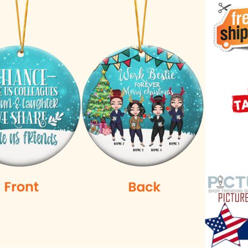 Work Bestie Forever Personalized Two Sided Ceramic Ornament