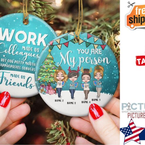 Work Bestie Forever Social Worker Personalized Ceramic Ornament