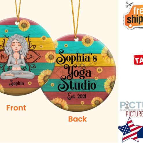 Yoga Studio Personalized Two Sided Ceramic Ornament