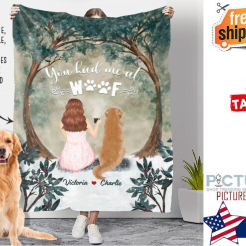 YOU HAD ME AT WOOF PERSONALIZED CUSTOM FLEECE BLANKET