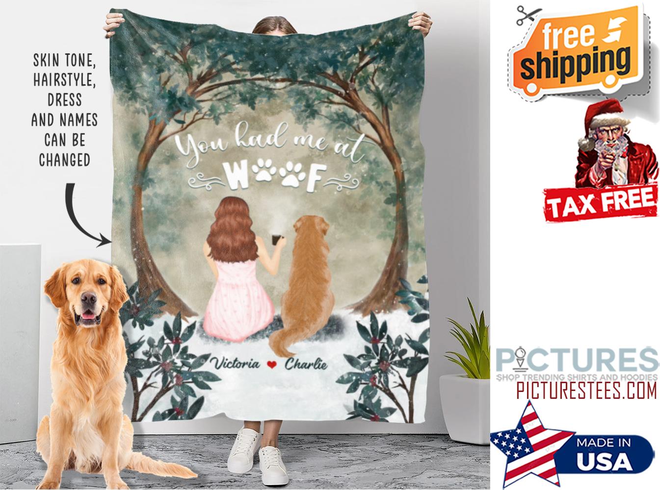 YOU HAD ME AT WOOF PERSONALIZED CUSTOM FLEECE BLANKET