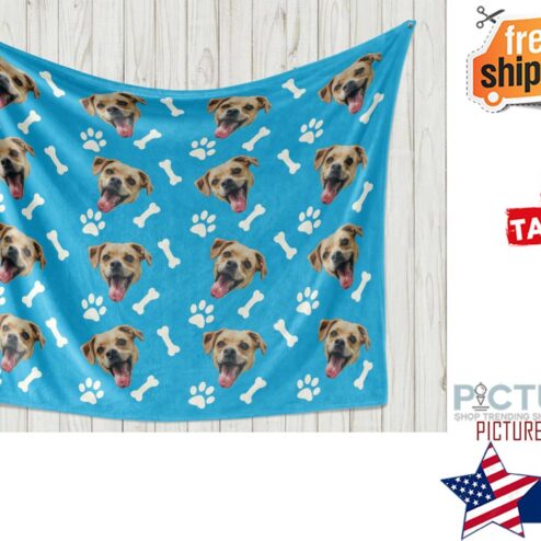 Your Dog On A Blanket,Personalized Pet Photo Blanket,Custom Dog Face Blanket