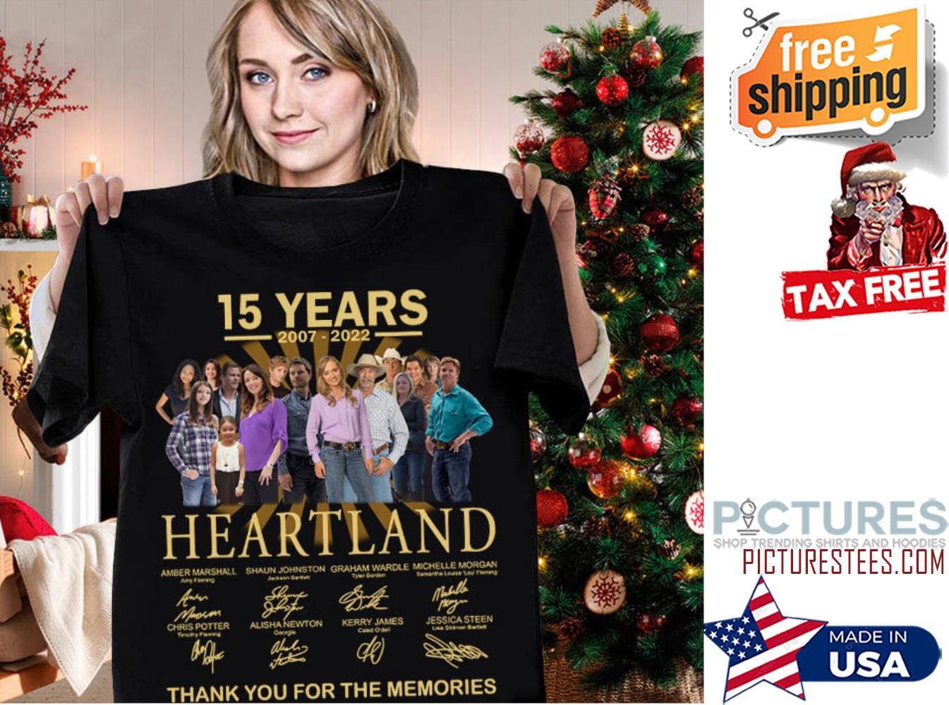 15 years 2007 2022 hearland characters thank you for the memories signatures shirt