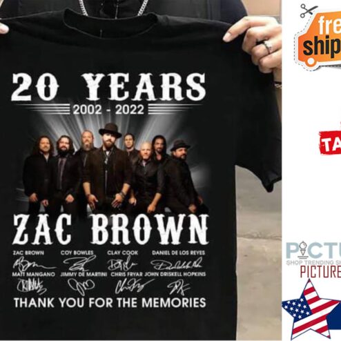 20 years 2002-2022 Zac Brown characters thank you for the memories signatures shirt