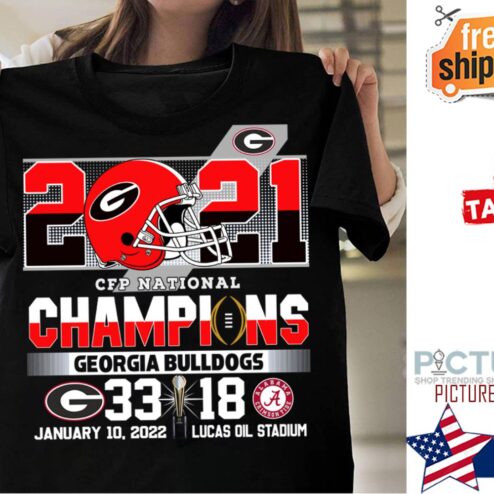2021 CFP national champions Georgia Bulldogs 33 18 january 10 2022 Lucas oil stadium shirt