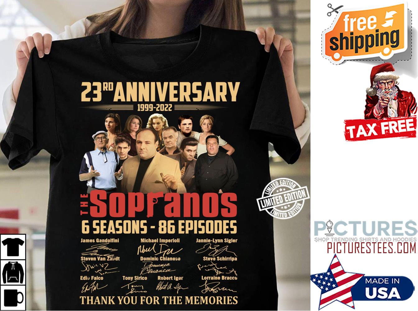 23rd anniversary the soranos 6 seasons 86 episodes characters thank you for the memories signatures shirt