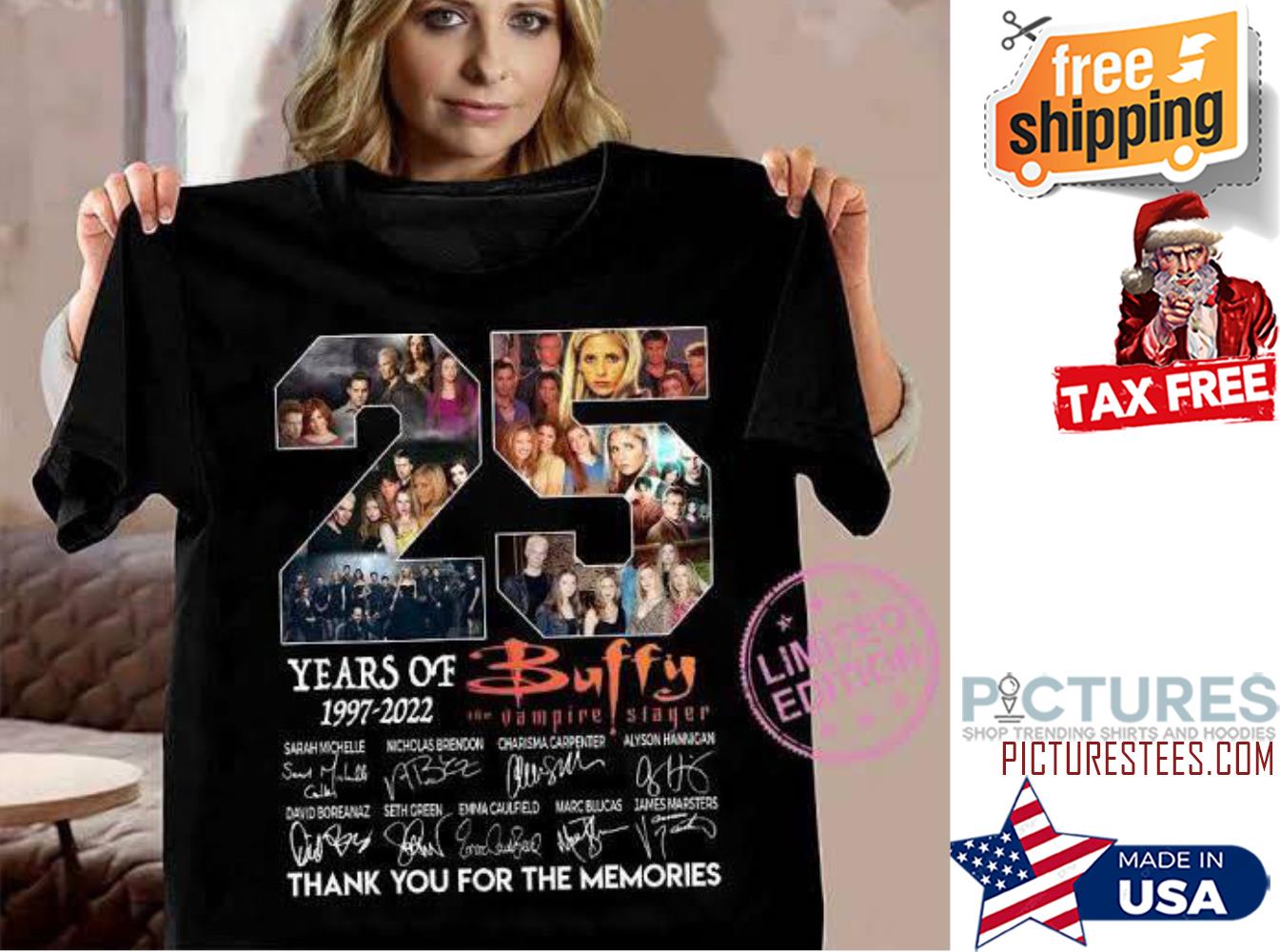 25th years of 1977-2022 Buffy the vampire slayer thank you for the memories signatures shirt