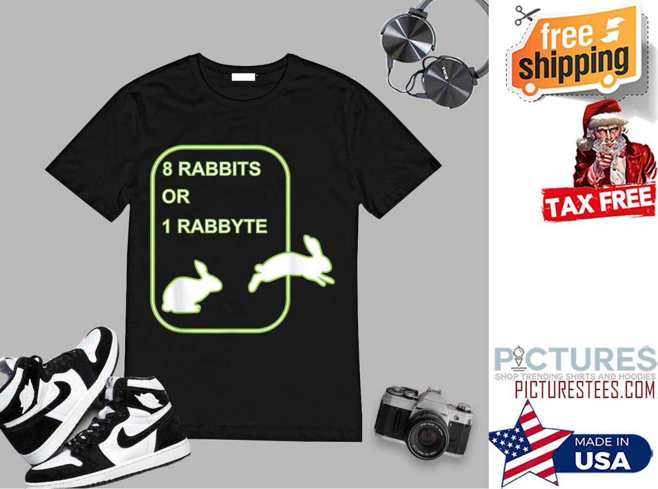 8 Rabbits 1 Rabbyte Bits And Bytes shirt
