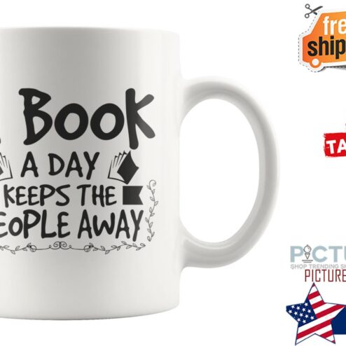 A book a day keeps the people away mug