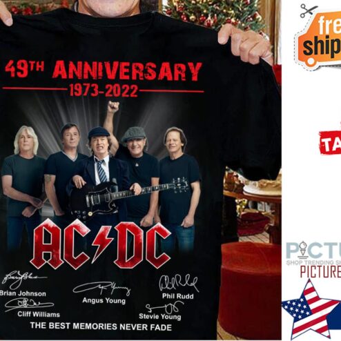 ACDC 49th anniversary 1973 2022 the memories never fade signature shirt
