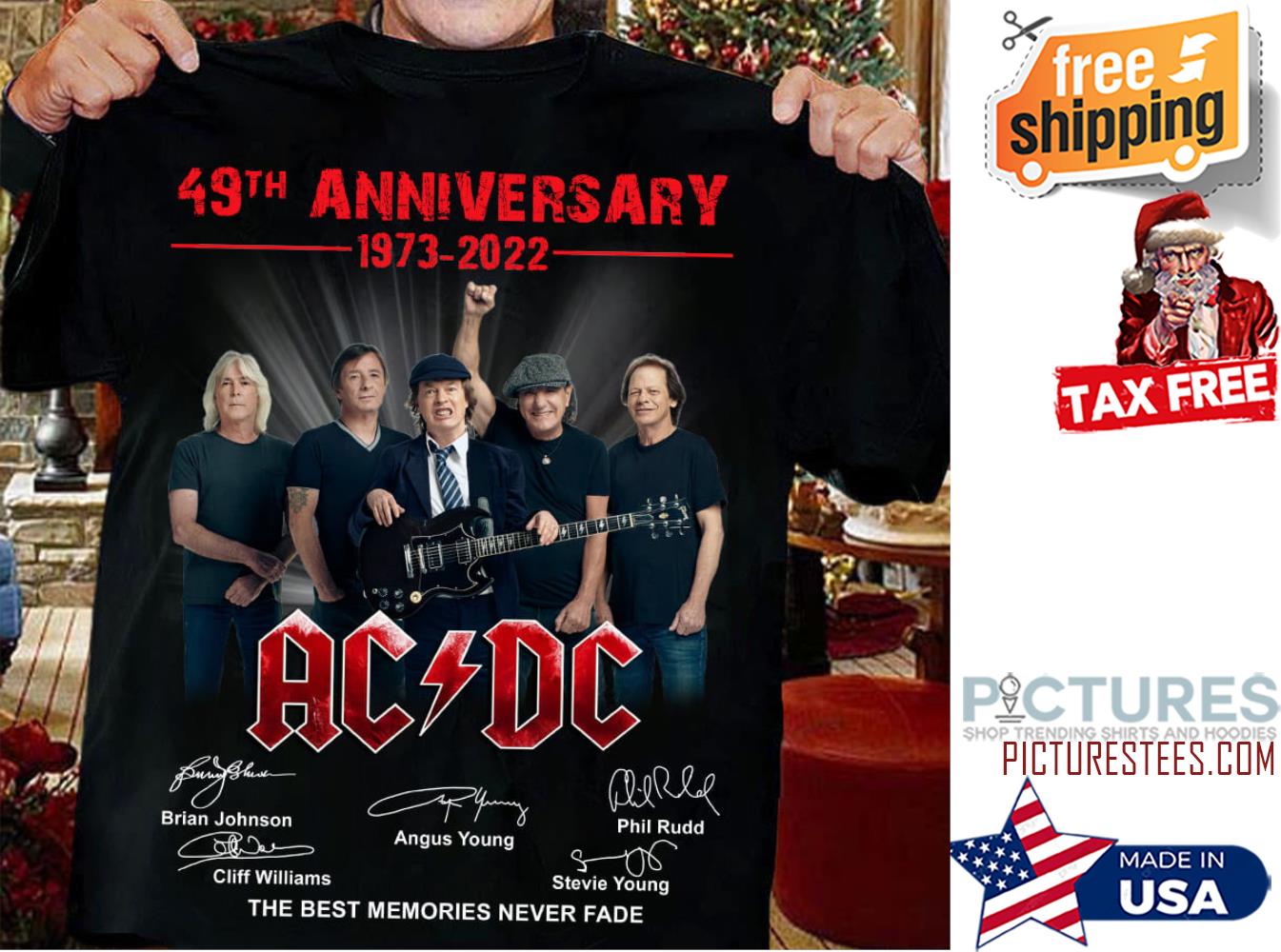 ACDC 49th anniversary 1973 2022 the memories never fade signature shirt