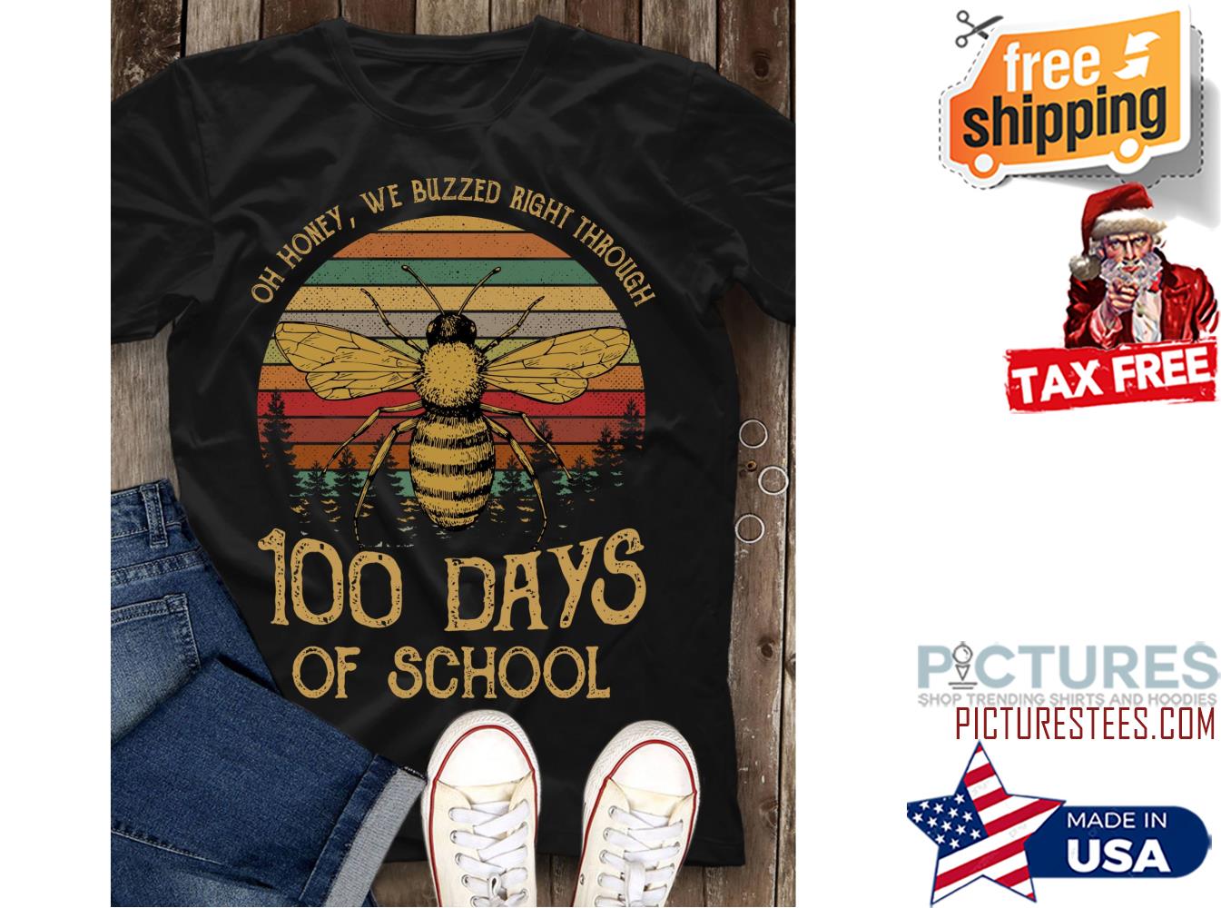 Bee oh honey we buzzed right through 100th days of school sunset vintage shirt
