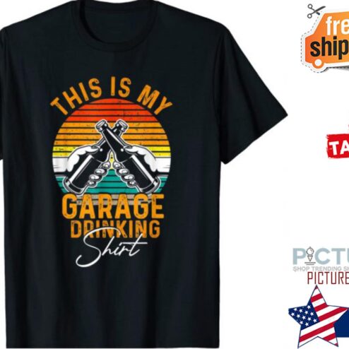 Beer This Is My Garage Drinking retro sunset vintage shirt