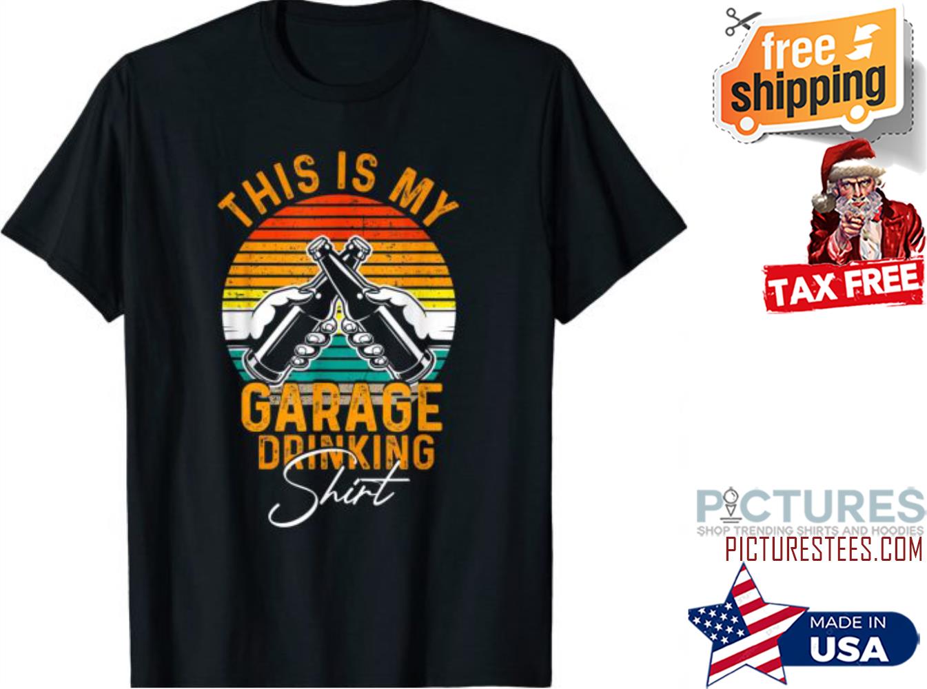 Beer This Is My Garage Drinking retro sunset vintage shirt