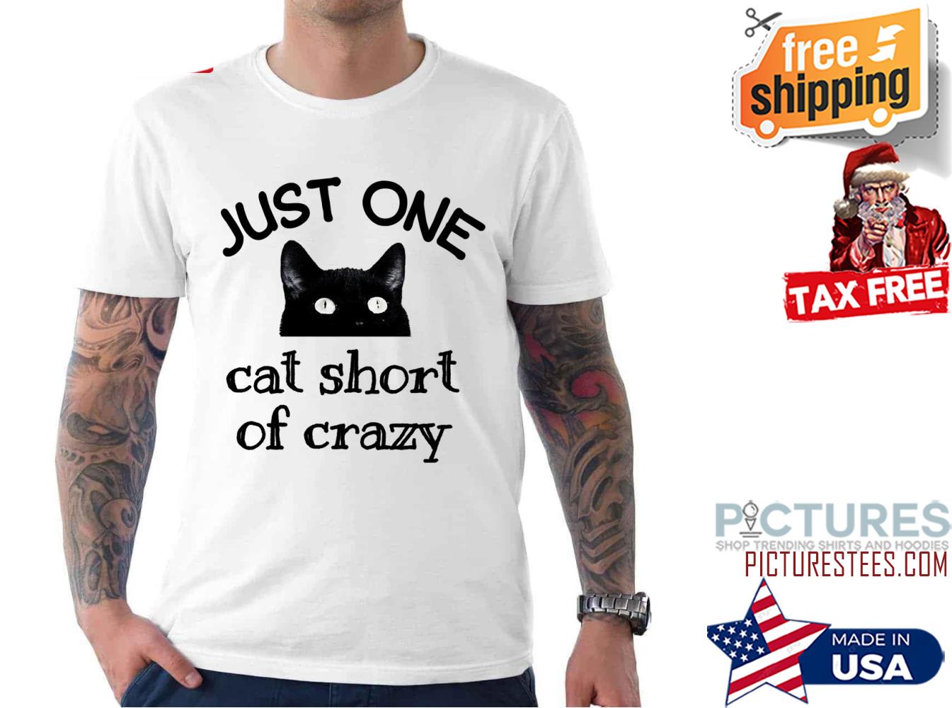 Black cat Just one cat short of crazy shirt